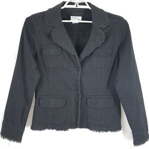 LIVE A LITTLE Distressed Black Denim Jacket